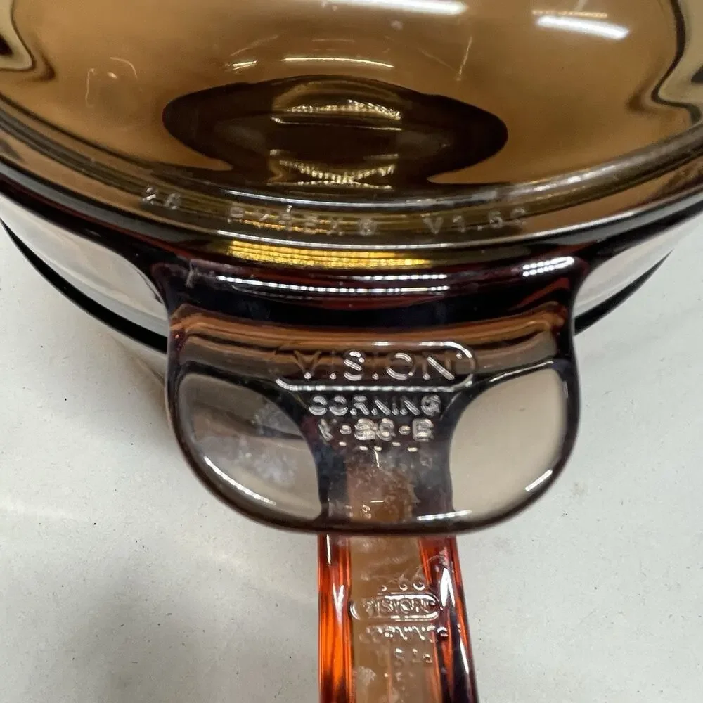 Corning Visions Vision Ware Amber 3pc Double Boiler 1.5L Pot Sauce Pan Lid